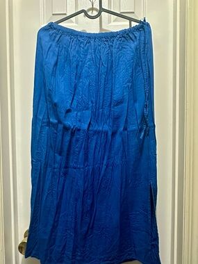 Uniqlo maxi Skirt adjustable band Women's Blue Elastic-Waist Maxi Skirt